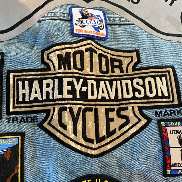Harley Davidson Denim Vest with Pins & Patches XXL - Picture 10 of 16